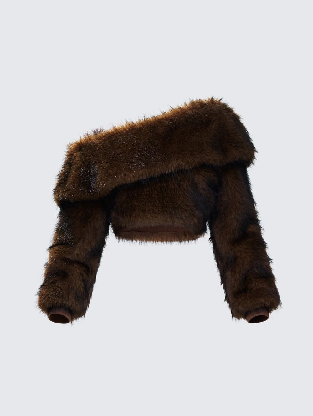 Finesse Nadi Brown Faux Fur Off Shoulder Top/Size 2X/new with bag/MSRP$78